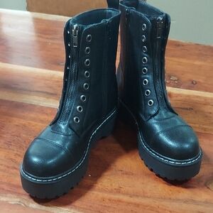 Black Fax Leather Women's Boots
